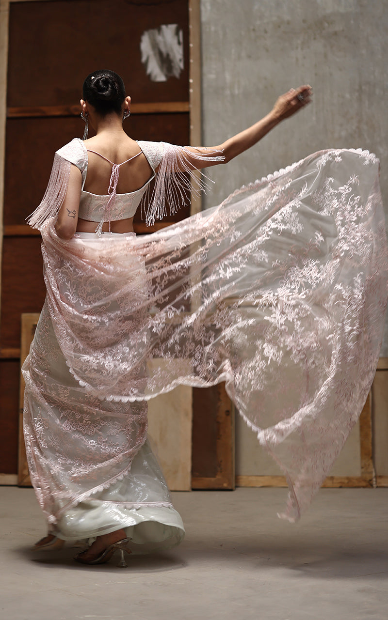 Threads and Motifs | Formal Dresses 25 | Net Embroidered Blouse And Saree