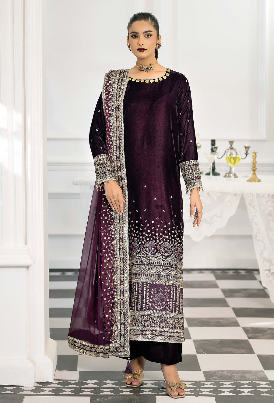 Adans Libas | Velvet 25 | VELVET 7780 - Formal Dress - available at Maria Faisal in UK and USA.