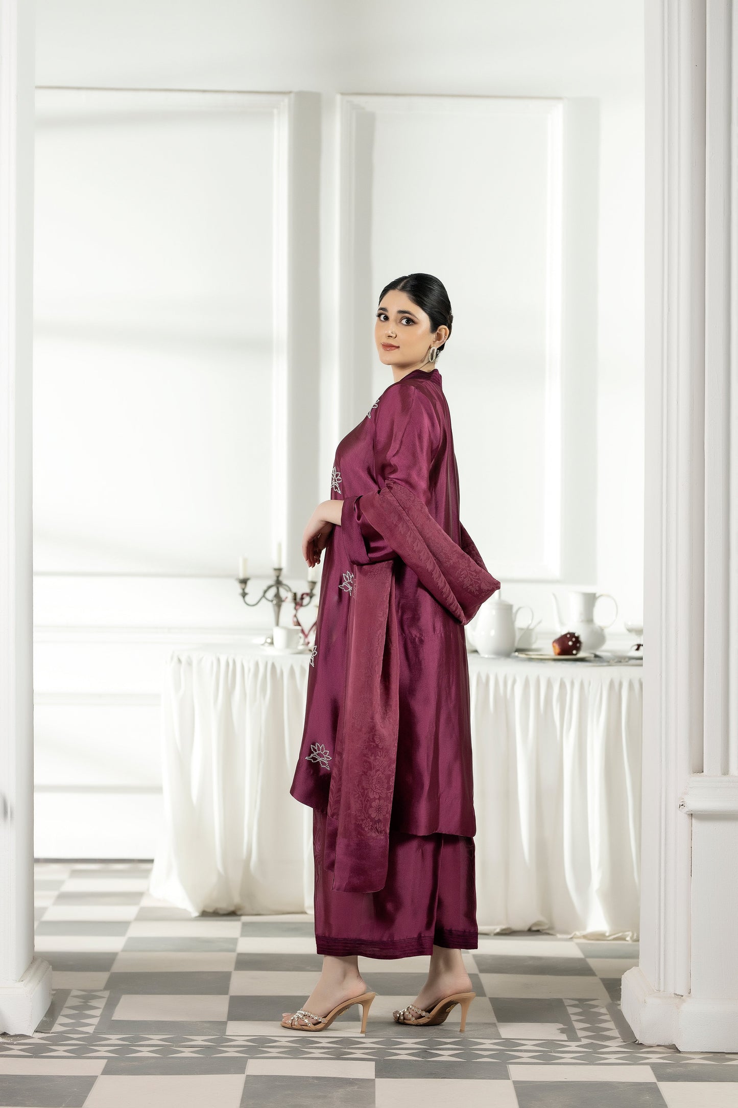 Purple Haze | Suraya Edit |Mulberry Magic - Luxury Dress - available at Maria Faisal in UK and USA.