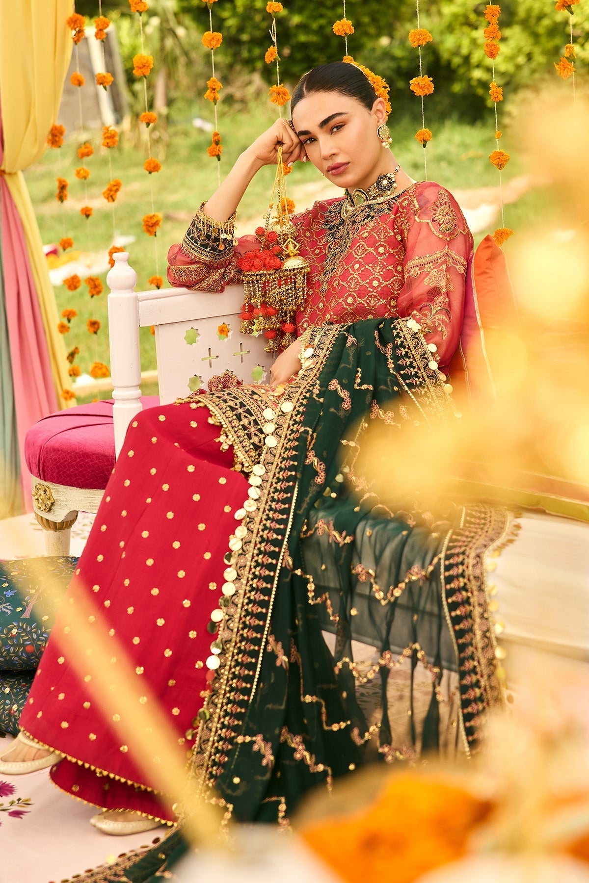 Alizeh | Shehnai The Festive Edit | AF-ZN-2216-Ghoomar - Formal Dress - available at Maria Faisal in UK and USA.