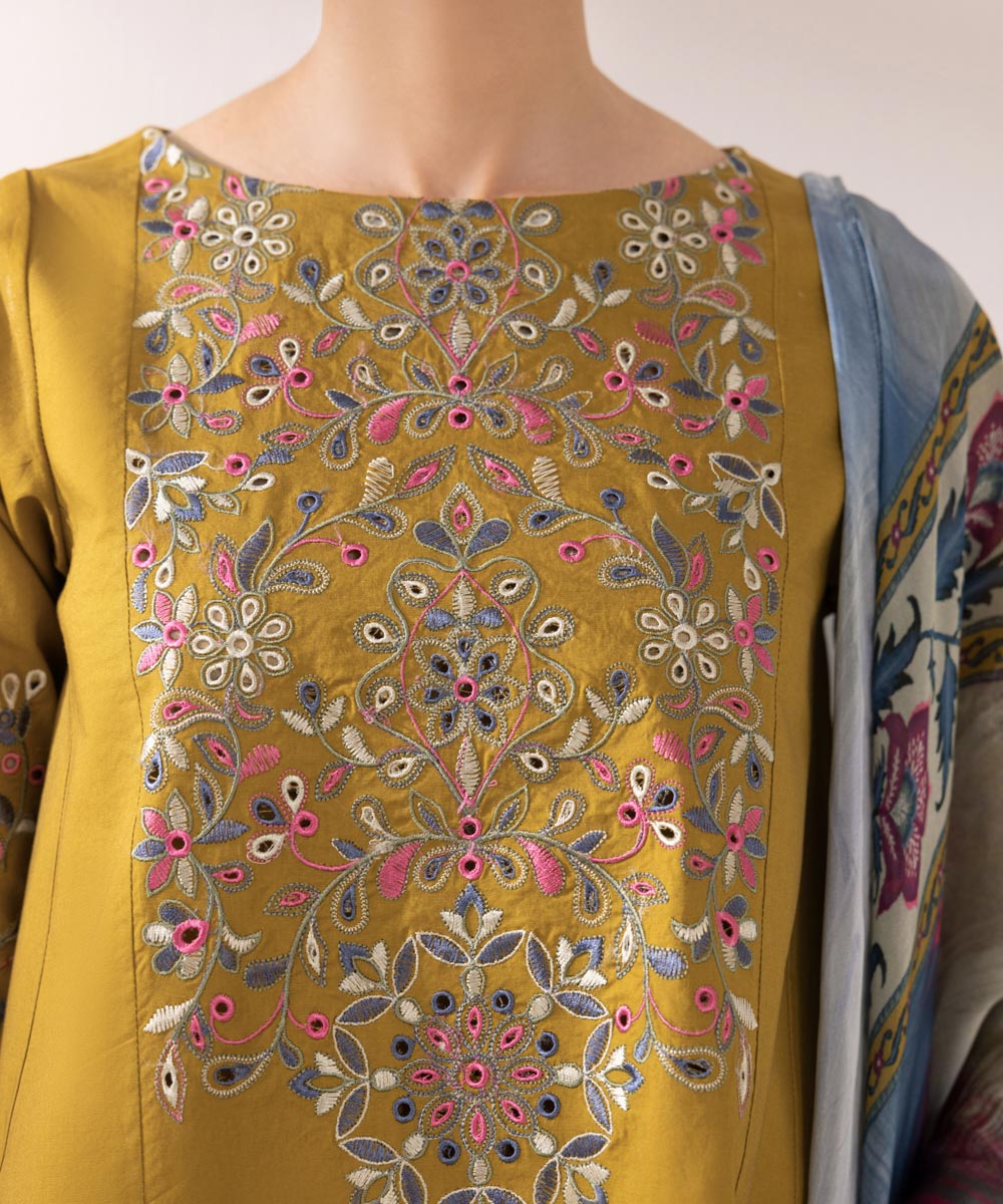 Sapphire | Intermix 2024 | Cambric Suit S-12 - Designer Dress with Intricate embroidery and embellishments. Shop elegent wedding dress at Maria Faisal.