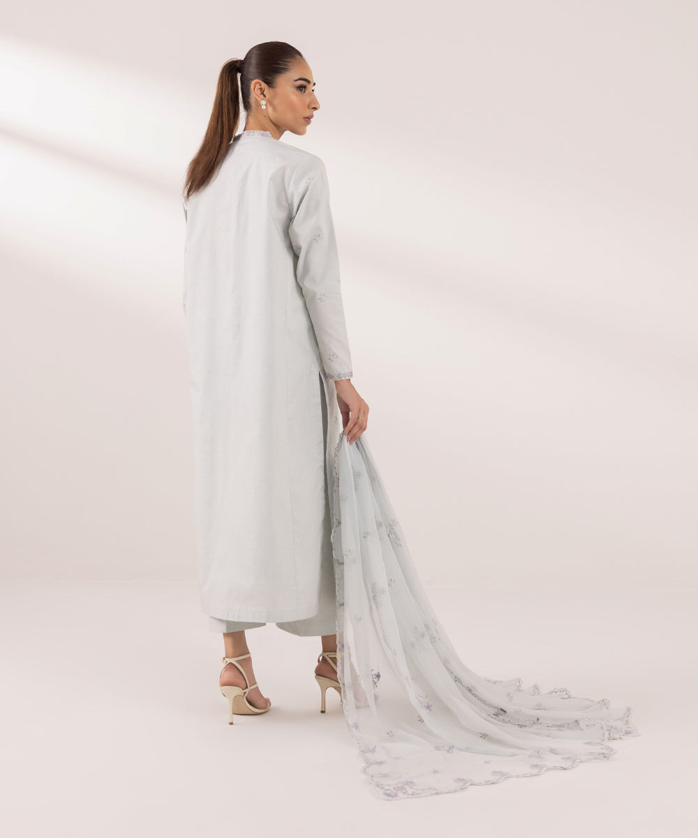 Sapphire | Intermix 2024 | Cambric Suit S-14 - Designer Dress with Intricate embroidery and embellishments. Shop elegent wedding dress at Maria Faisal.