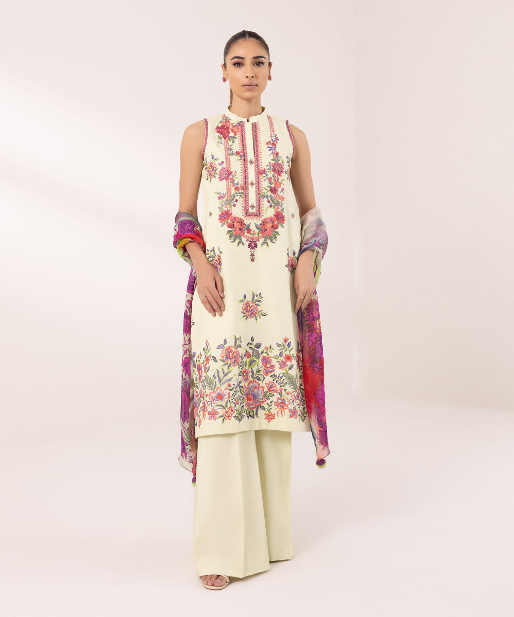 Sapphire | Intermix 2024 | Cambric Suit S-47 - Designer Dress with Intricate embroidery and embellishments. Shop elegent wedding dress at Maria Faisal.