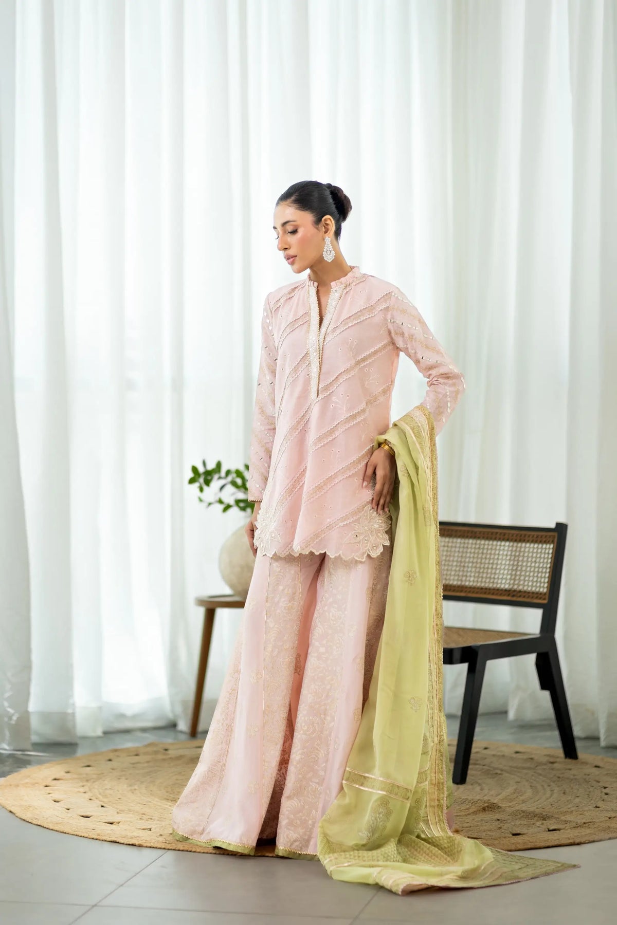 Wahaj M Khan | Sanam Luxe | Blush Block Sanam PS - Luxury Dress - available at Maria Faisal in UK and USA.