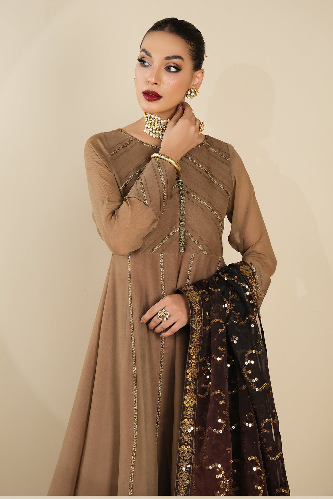 Alizeh | Formals Collection | Rose Beige Dress 3 piece - RTW1017