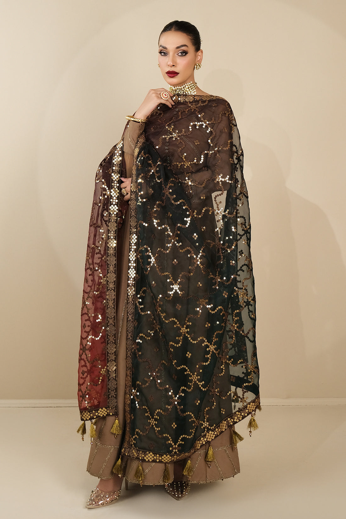 Alizeh | Formals Collection | Rose Beige Dress 3 piece - RTW1017