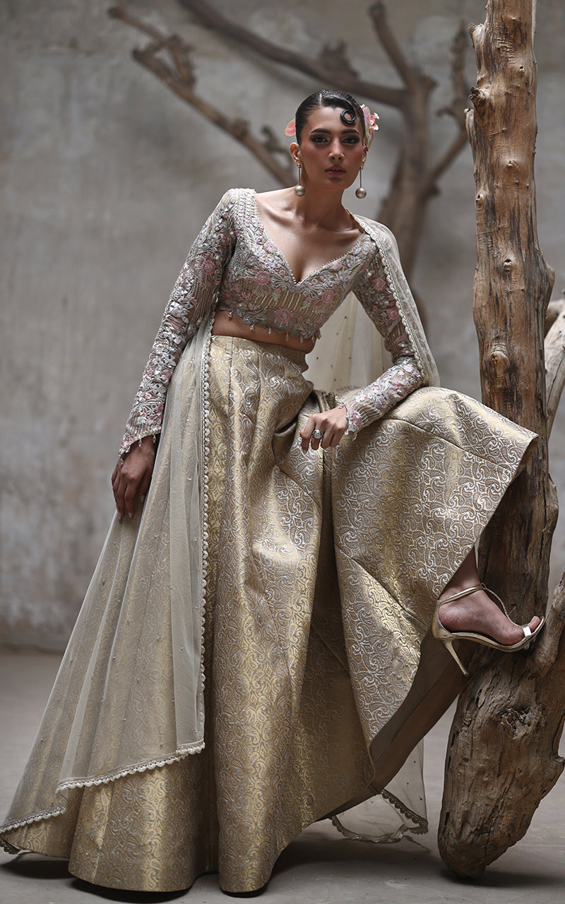 Threads and Motifs | Formal Dresses 25 | Organza Embroidered Blouse With Lehenga