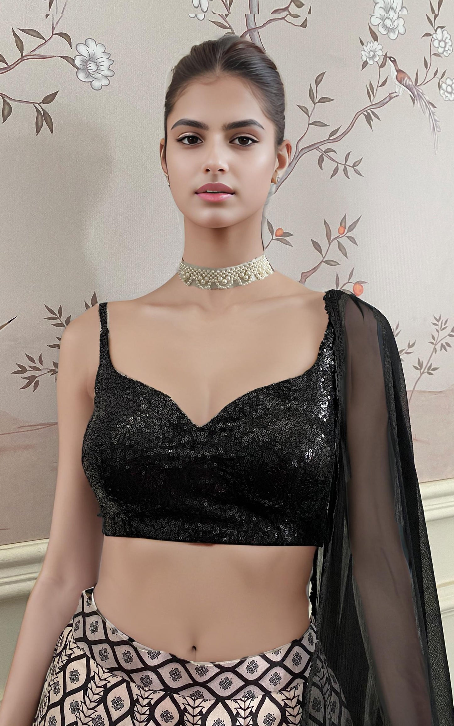 Threads and Motifs | Formal Dresses 25 | Sequins Blouse With Printed Lehenga And Dupatta