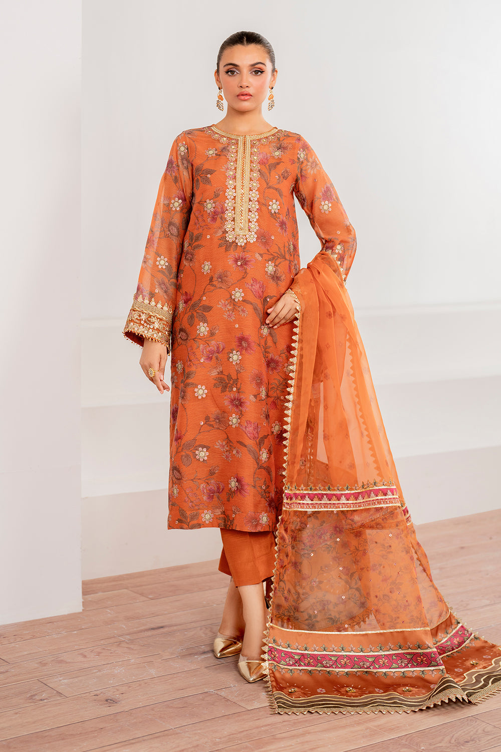 Baroque | Formals Collection | EMBROIDERED COTTON NET UF-701 - Formal Dress - available at Maria Faisal in UK and USA.