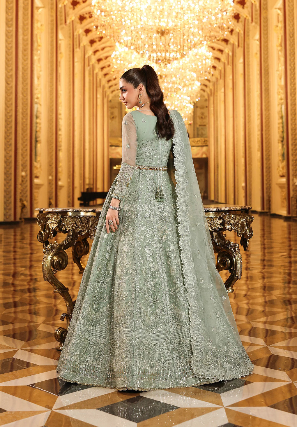 Elaf Premium | Stardom Formal Handwork 25 | ESH-03 LIME LIGHT - Formal Dress - available at Maria Faisal in UK and USA.