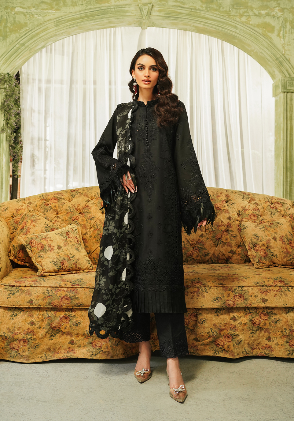 Zarqash | Tresor Luxury Lawn 24 | ZQT 005 MIDNIGHT - Maria Faisal