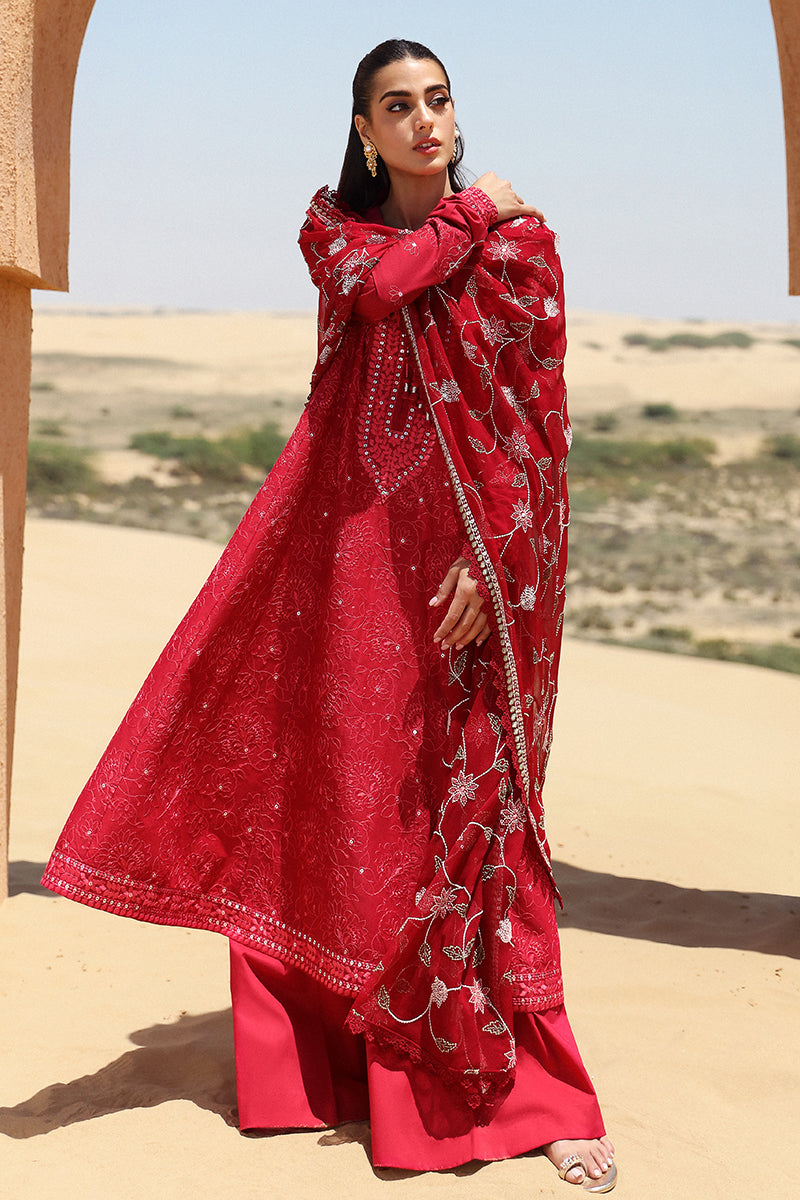 Cross Stitch | Eid Lawn 24 | VERMILLION SCARLET - Designer Dress with Intricate embroidery and embellishments. Shop elegent wedding dress at Maria Faisal.