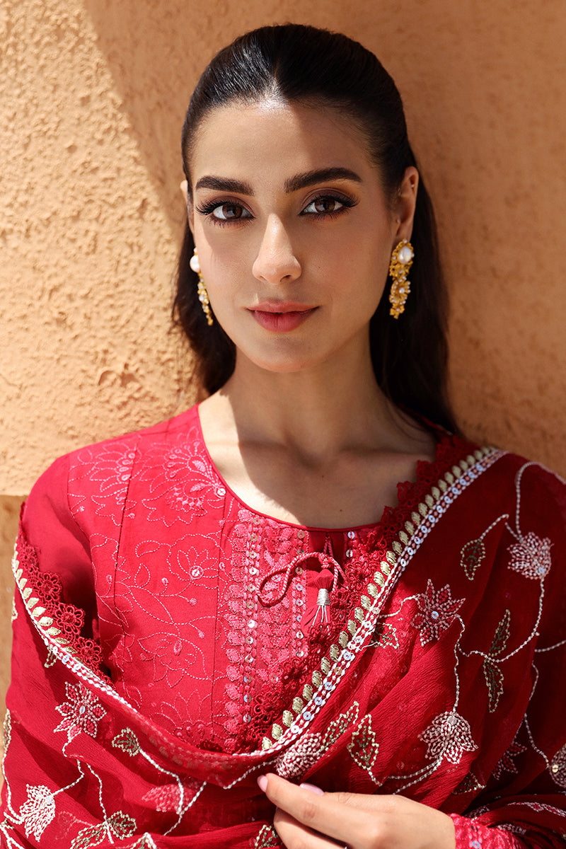 Cross Stitch | Eid Lawn 24 | VERMILLION SCARLET - Designer Dress with Intricate embroidery and embellishments. Shop elegent wedding dress at Maria Faisal.