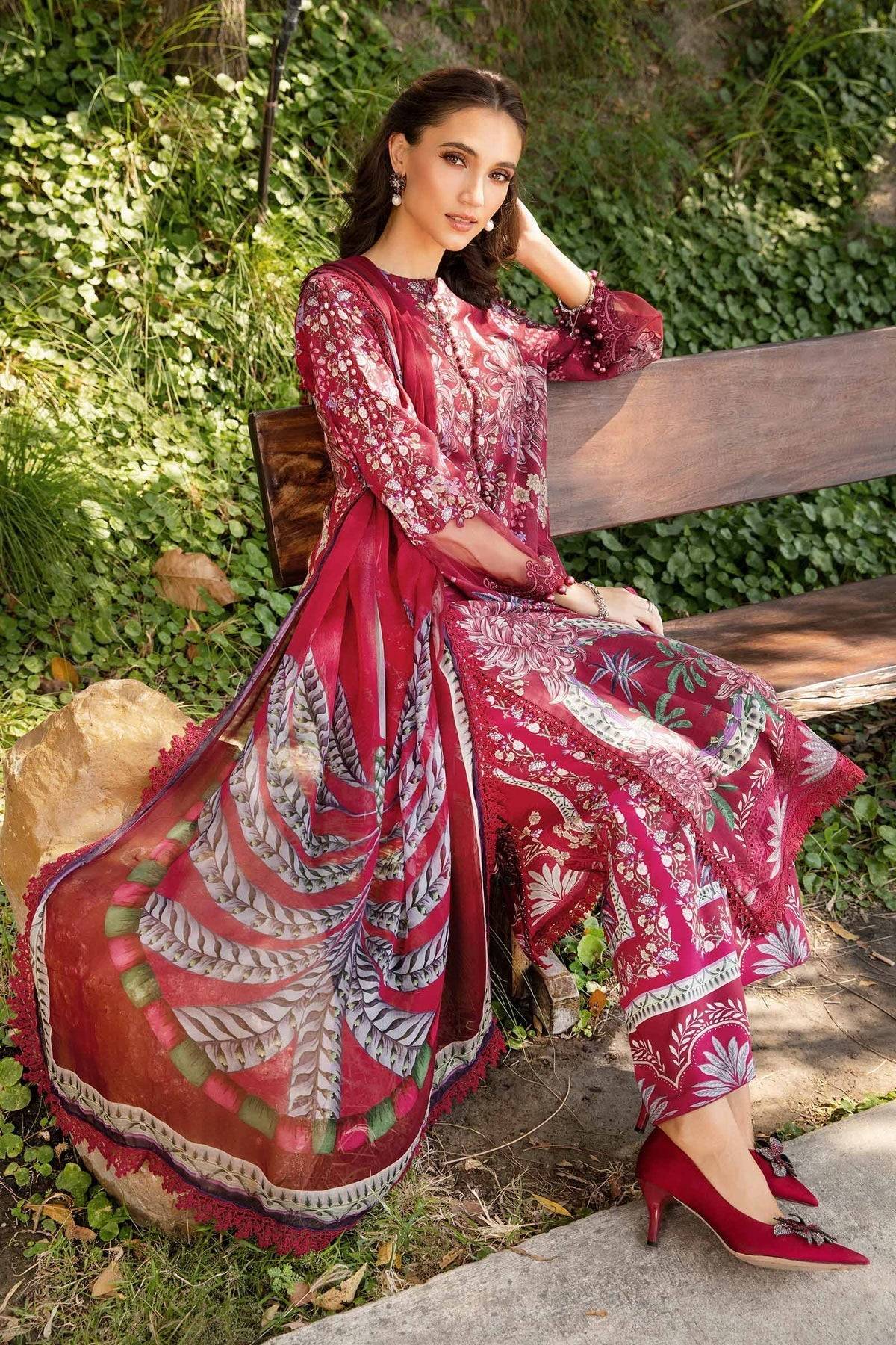 Maria B | M Prints 25 | MPT-2514-B by Maria Faisal - Registered Vendor of : Maria B - type : Ladies Clothes - 100% original wedding dresses