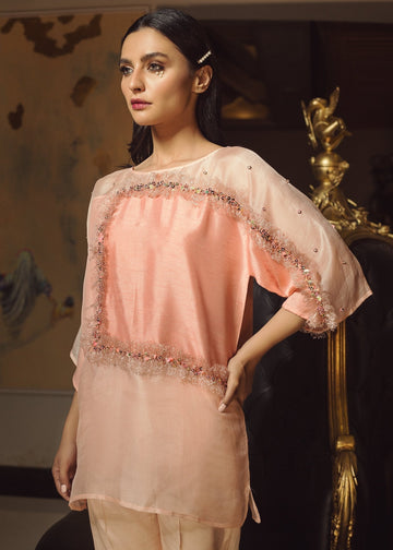 Hana | Serendipity Ready to Wear | Peach Ripple - Designer Dress with Intricate embroidery and embellishments. Shop elegent wedding dress at Maria Faisal.