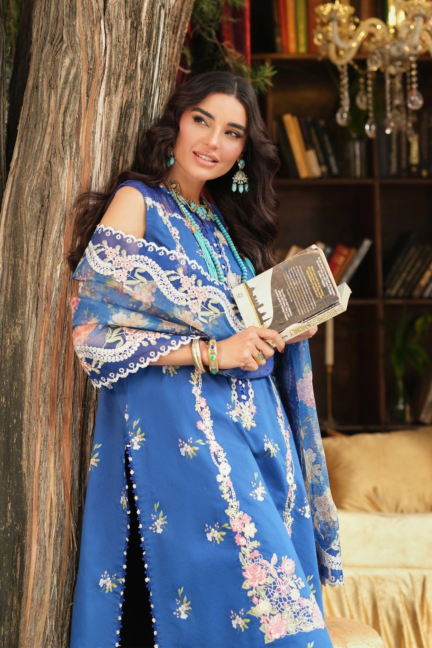 Maryam Hussain | Luxury Lawn 26 | Skye - Luxury Dress - available at Maria Faisal in UK and USA.