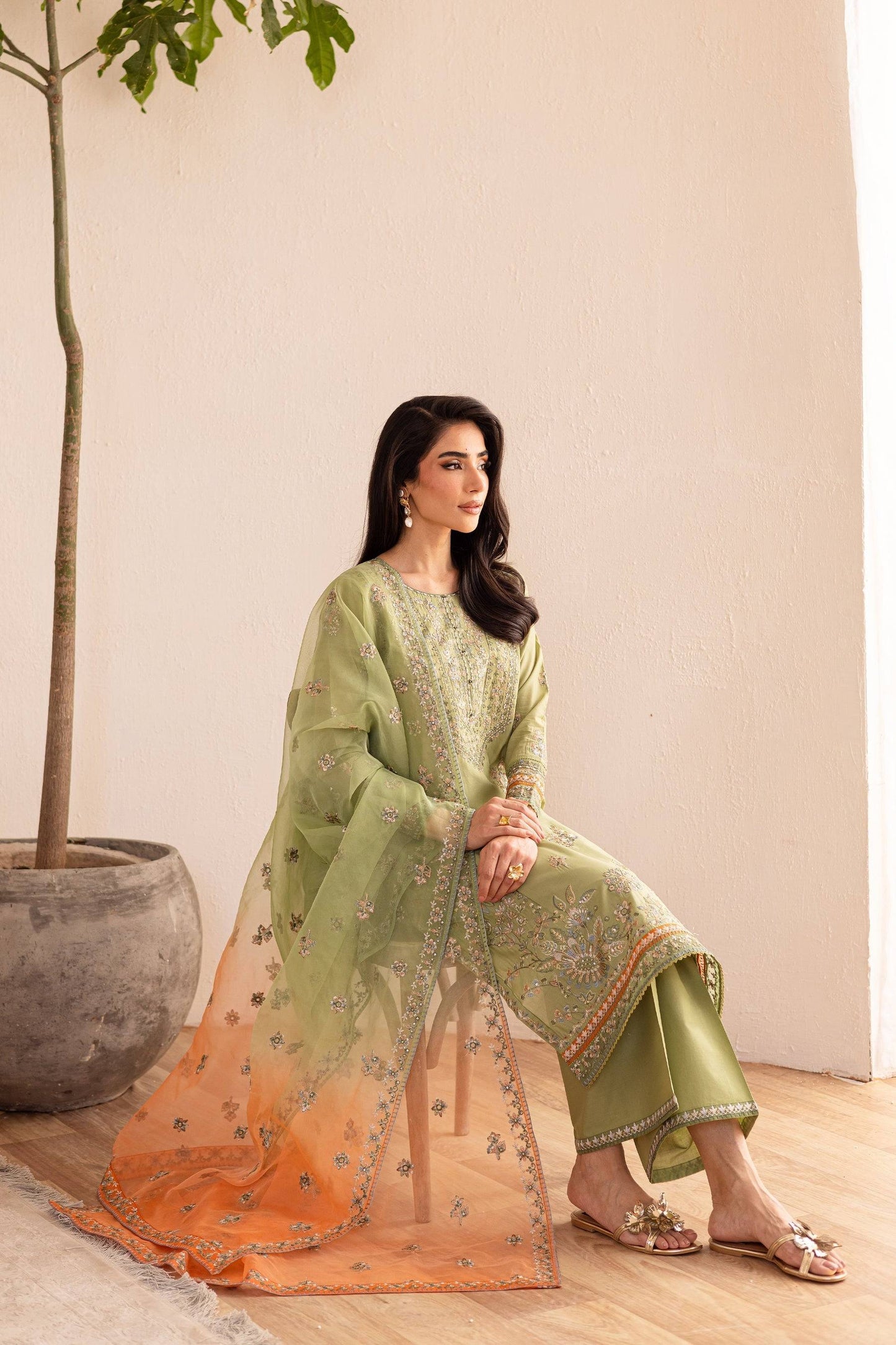 Batik | Nyra Embroidered Summer Solids | Citrus Glow by Maria Faisal - Registered Vendor of : Batik - type : Ladies Clothes - 100% original wedding dresses