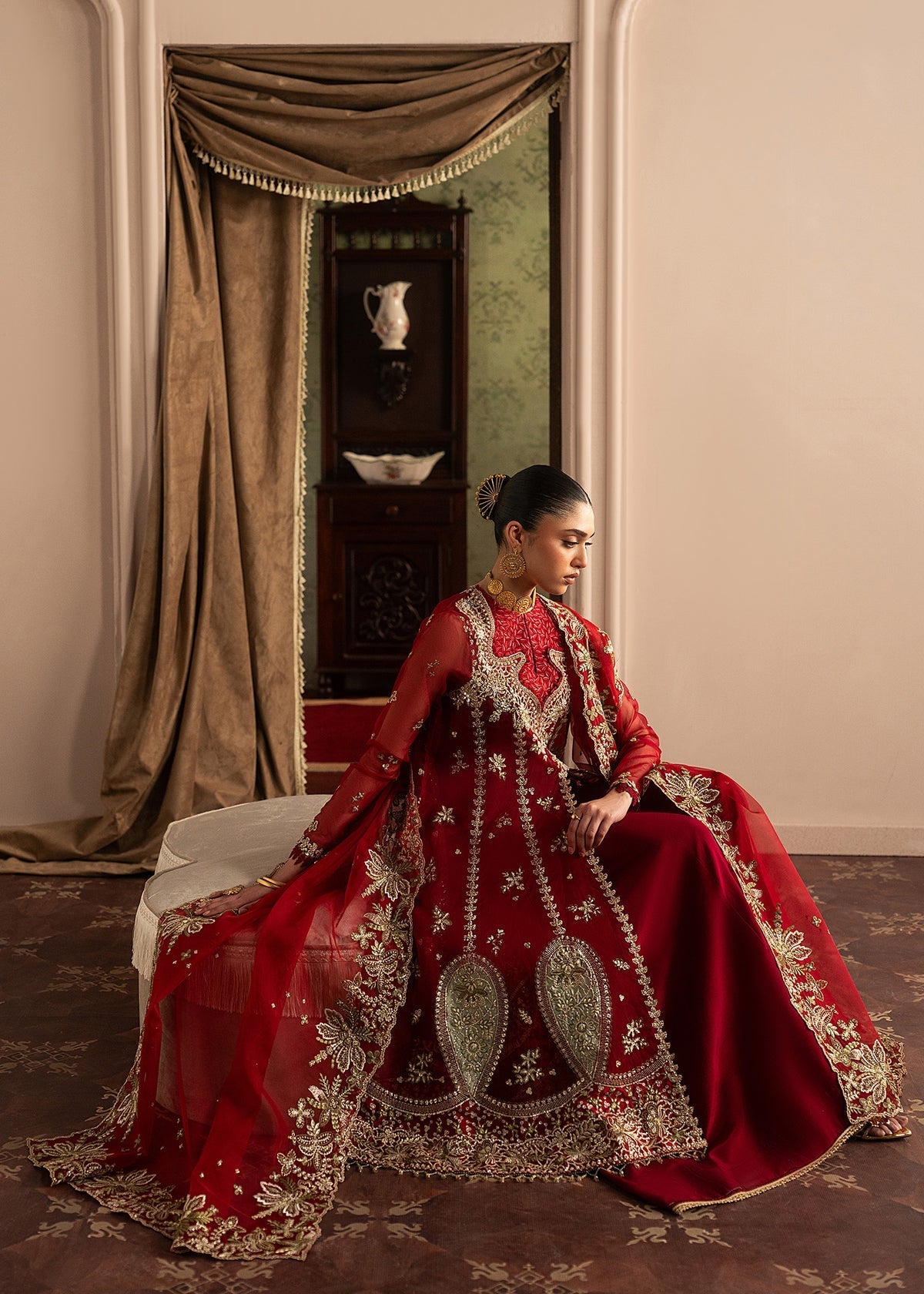 Sadaf Fawad Khan | Roya Lumiere | Ghermez - Formal Dress - available at Maria Faisal in UK and USA.