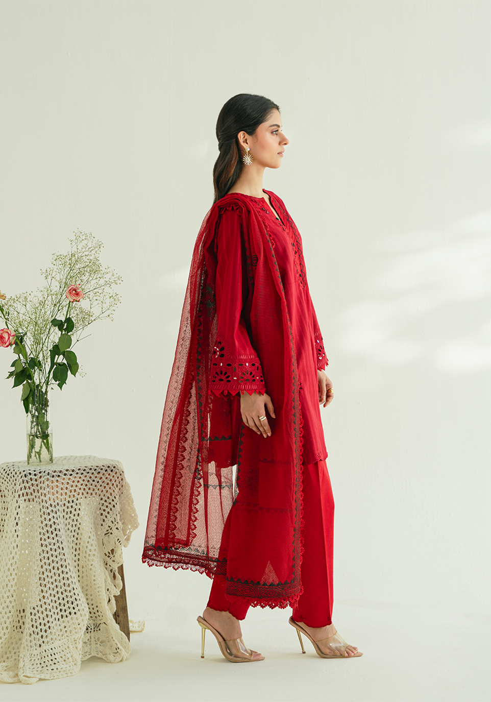 Zarqash | Whispers of Summer | CRIMSON BLOOM - Casual Dress - available at Maria Faisal in UK and USA.