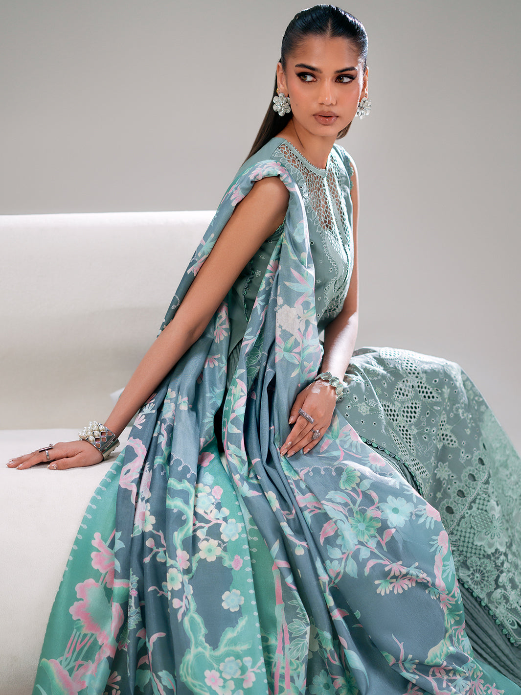 Bin Ilyas | Amour Luxury Lawn 26 |181-A - Luxury Dress - available at Maria Faisal in UK and USA.