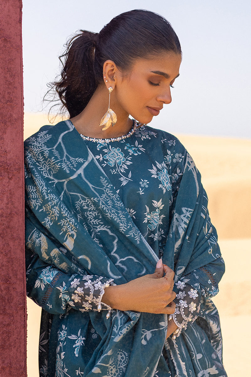 Cross Stitch | Eid Lawn 24 | TEAL SERENITY - Designer Dress with Intricate embroidery and embellishments. Shop elegent wedding dress at Maria Faisal.