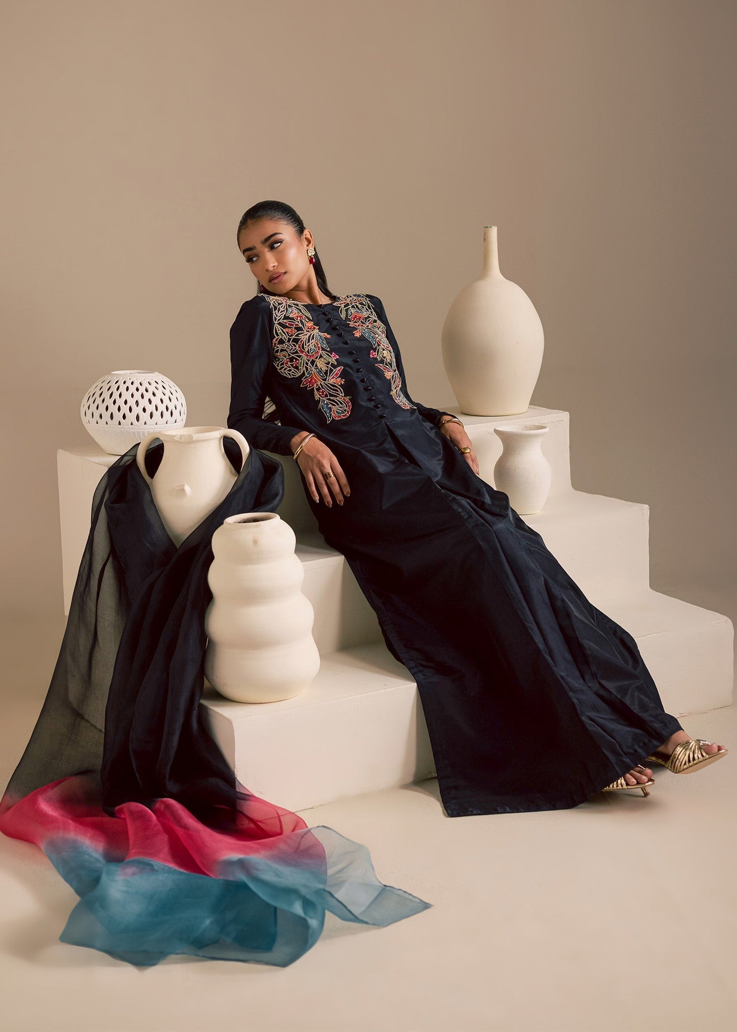 Maria Osama Khan | Noir Bliss Luxury Formals | Midnight Noir - Formal Dress - available at Maria Faisal in UK and USA.