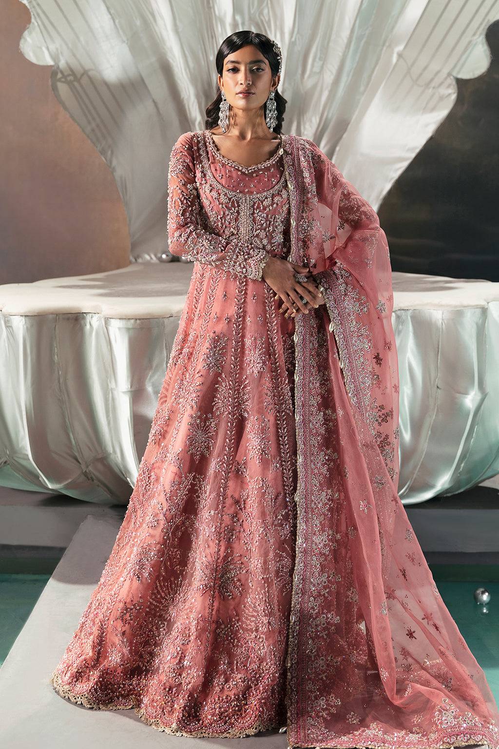 afrozeh pink dress Afrozeh Pink Formal Collection Organza Dress 3pc GoodLuck Collections
