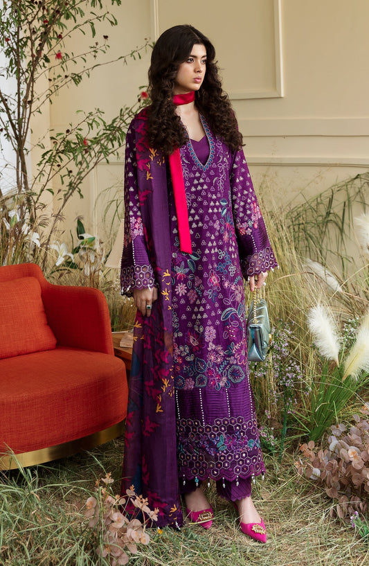 Zevk | Flora Festive Lawn | FUCHSIA - Ladies Clothes - Maria Faisal