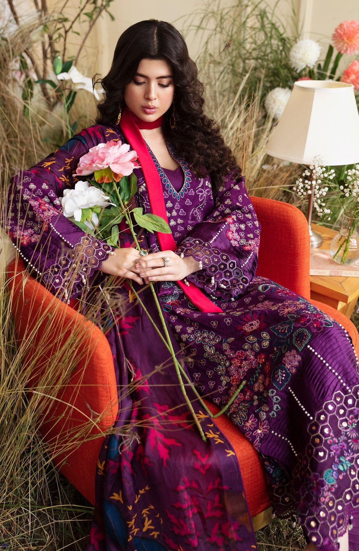 Zevk | Flora Festive Lawn | FUCHSIA - Ladies Clothes - Maria Faisal