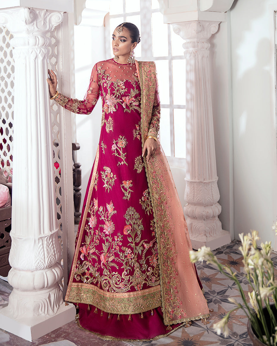 Gulaal | Wedding Formals | CHAMELI EMBROIDERED NET 3-PIECE SUIT WS-10 - Designer Dress with Intricate embroidery and embellishments. Shop elegent wedding dress at Maria Faisal.