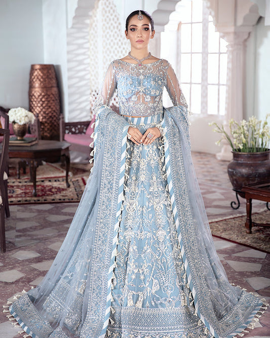Gulaal | Wedding Formals | Mehnaaz Embroidered Net 3-Piece Suit WS-13 - Designer Dress with Intricate embroidery and embellishments. Shop elegent wedding dress at Maria Faisal.