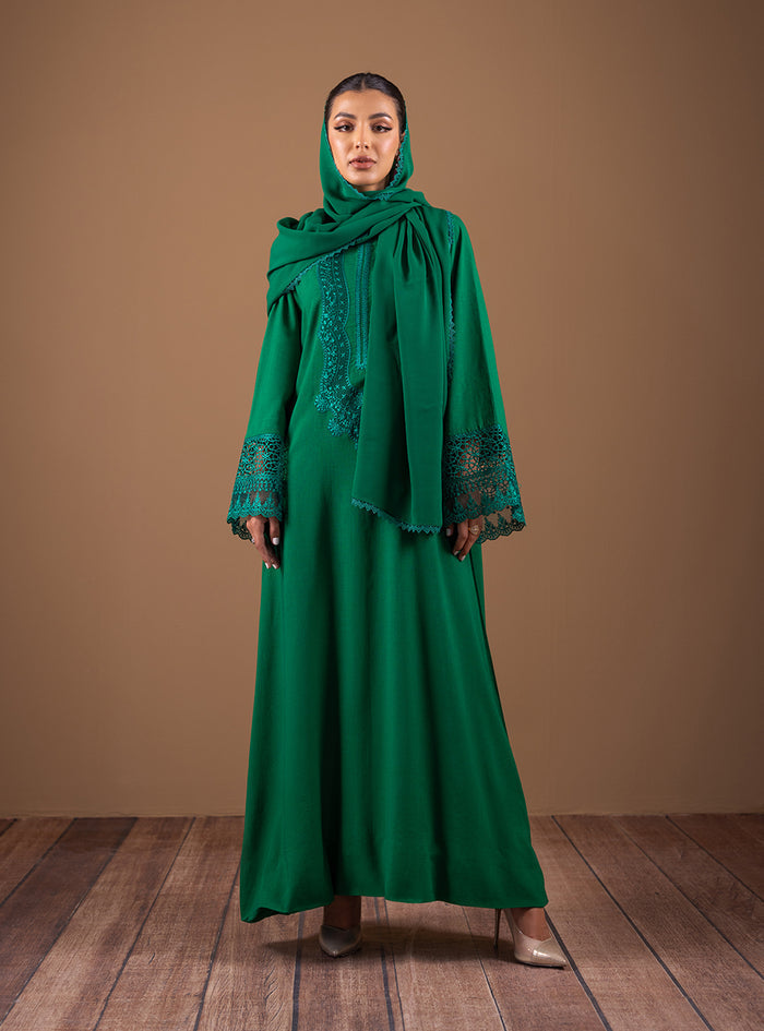 Zainab Chottani | The Kaftan Edit | Emerald Flair - Formal Dress - available at Maria Faisal in UK and USA.