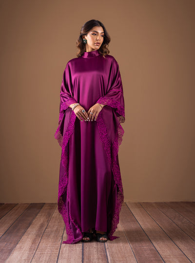 Zainab Chottani | The Kaftan Edit | Plum Flame - Formal Dress - available at Maria Faisal in UK and USA.