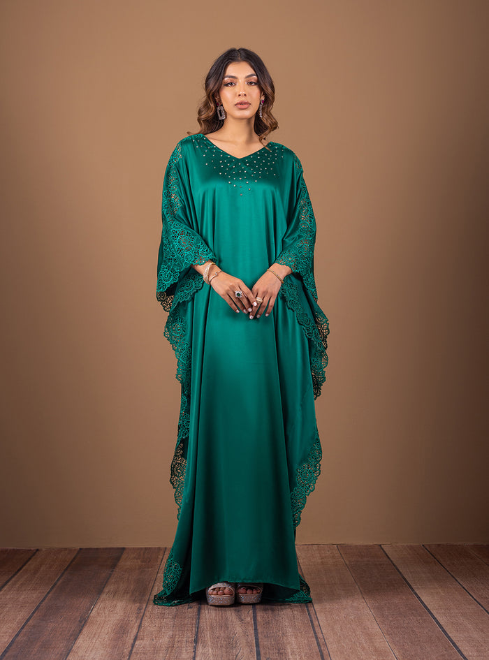 Zainab Chottani | The Kaftan Edit | Emerald Wishes - Formal Dress - available at Maria Faisal in UK and USA.