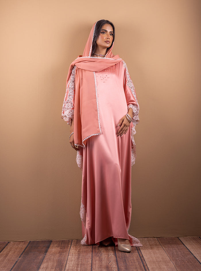 Zainab Chottani | The Kaftan Edit | Coral Blossom - Formal Dress - available at Maria Faisal in UK and USA.