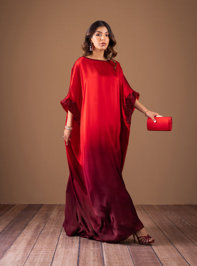 Zainab Chottani | The Kaftan Edit | Flickering Flame - Formal Dress - available at Maria Faisal in UK and USA.