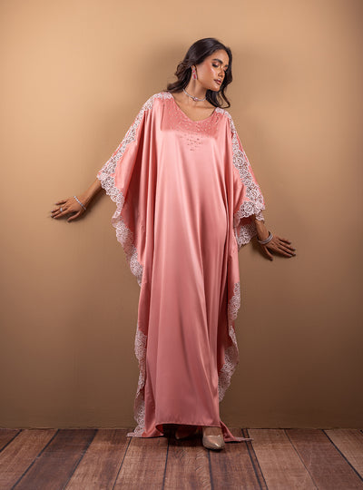 Zainab Chottani | The Kaftan Edit | Coral Blossom - Formal Dress - available at Maria Faisal in UK and USA.