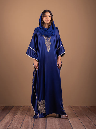 Zainab Chottani | The Kaftan Edit | Deep Blue Blossom - Formal Dress - available at Maria Faisal in UK and USA.