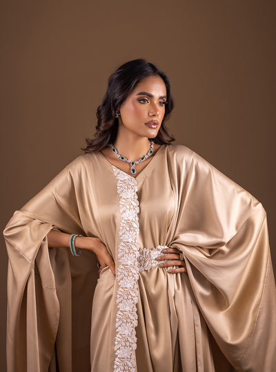 Zainab Chottani | The Kaftan Edit | Butter Vanila Flair - Formal Dress - available at Maria Faisal in UK and USA.