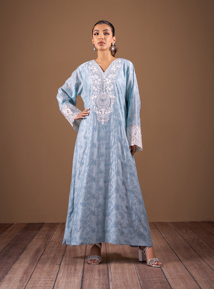 Zainab Chottani | The Kaftan Edit | Aqua Sophistication - Formal Dress - available at Maria Faisal in UK and USA.