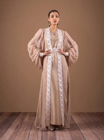 Zainab Chottani | The Kaftan Edit | Champagne Flow - Formal Dress - available at Maria Faisal in UK and USA.