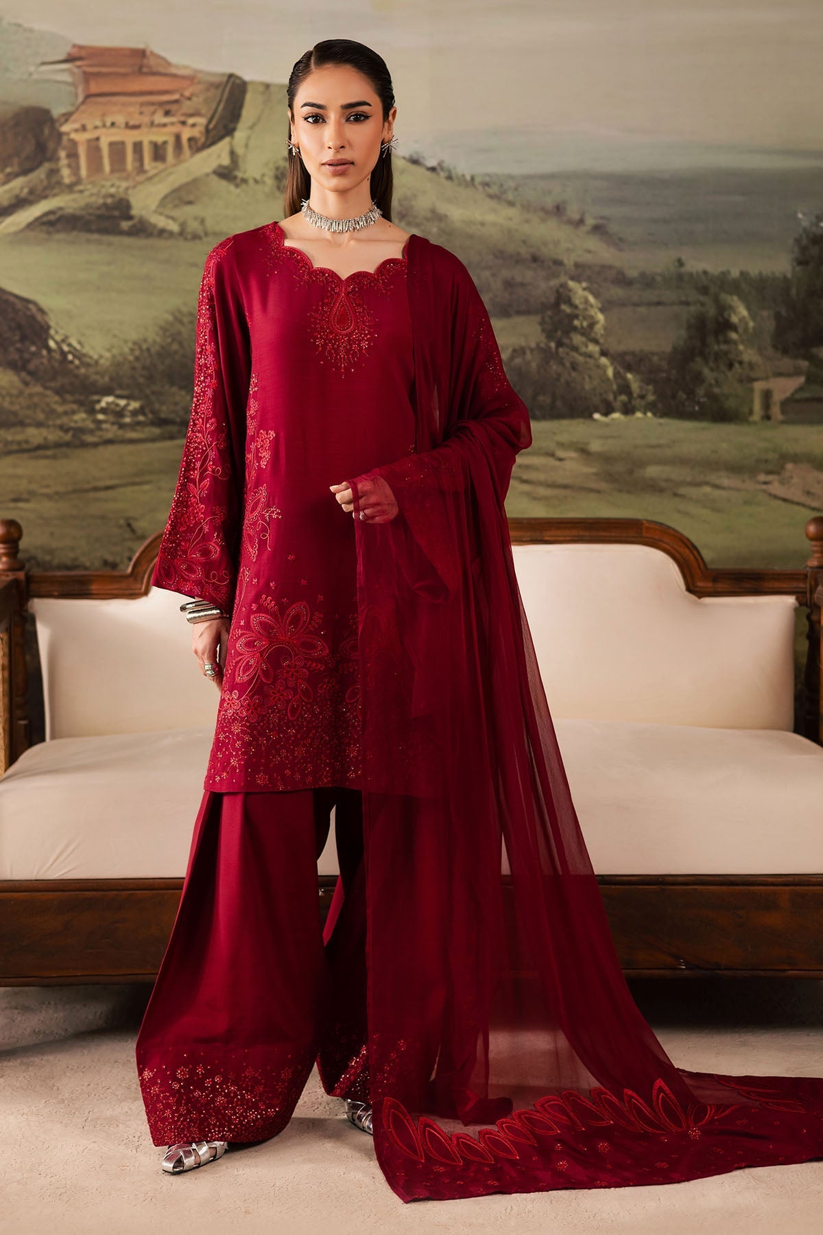 Nureh | Shades of Winter | NP-675 - Casual Dress - available at Maria Faisal in UK and USA.