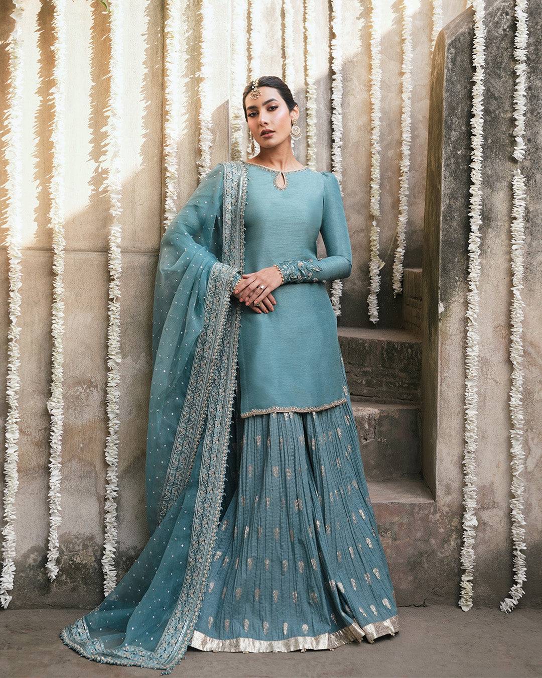 faiza saqlain green dress Freya