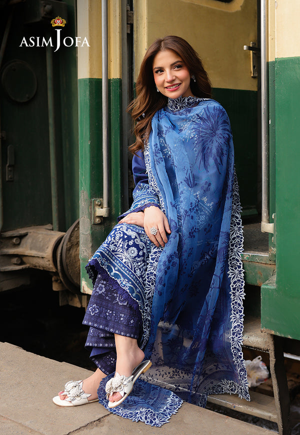 Asim Jofa | Summer Rhapsody | AJUBU-02 Embroidered Jacquard - Ladies Clothes - Maria Faisal