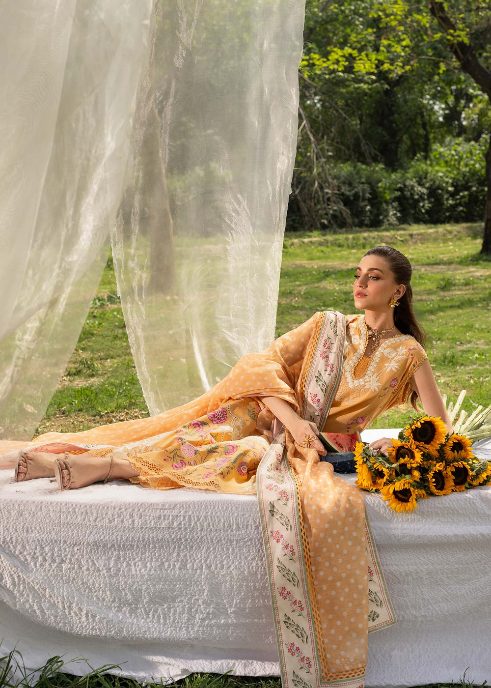 Saira Shakira | Bloom Lawn | LILY 1B - Luxury Dress - available at Maria Faisal in UK and USA.