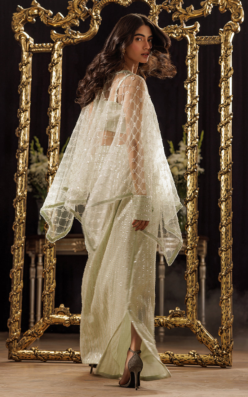 Threads and Motifs | Formal Dresses 25 | Net Embroidered Cape With Tube And Skirt