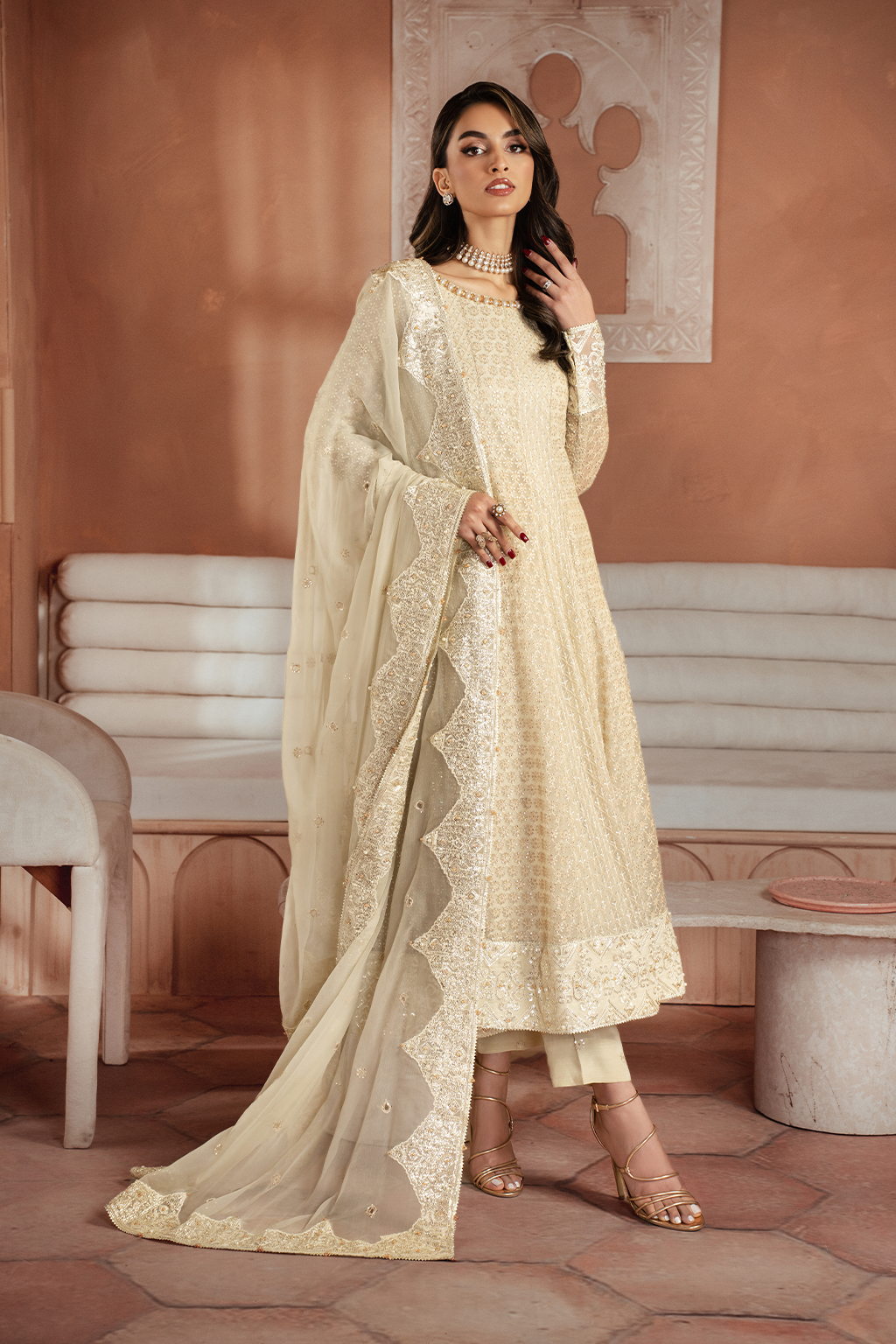 Iznik | Chiffon Kari | ICK-06 Embroidered Chiffon - Ladies Clothes - Maria Faisal