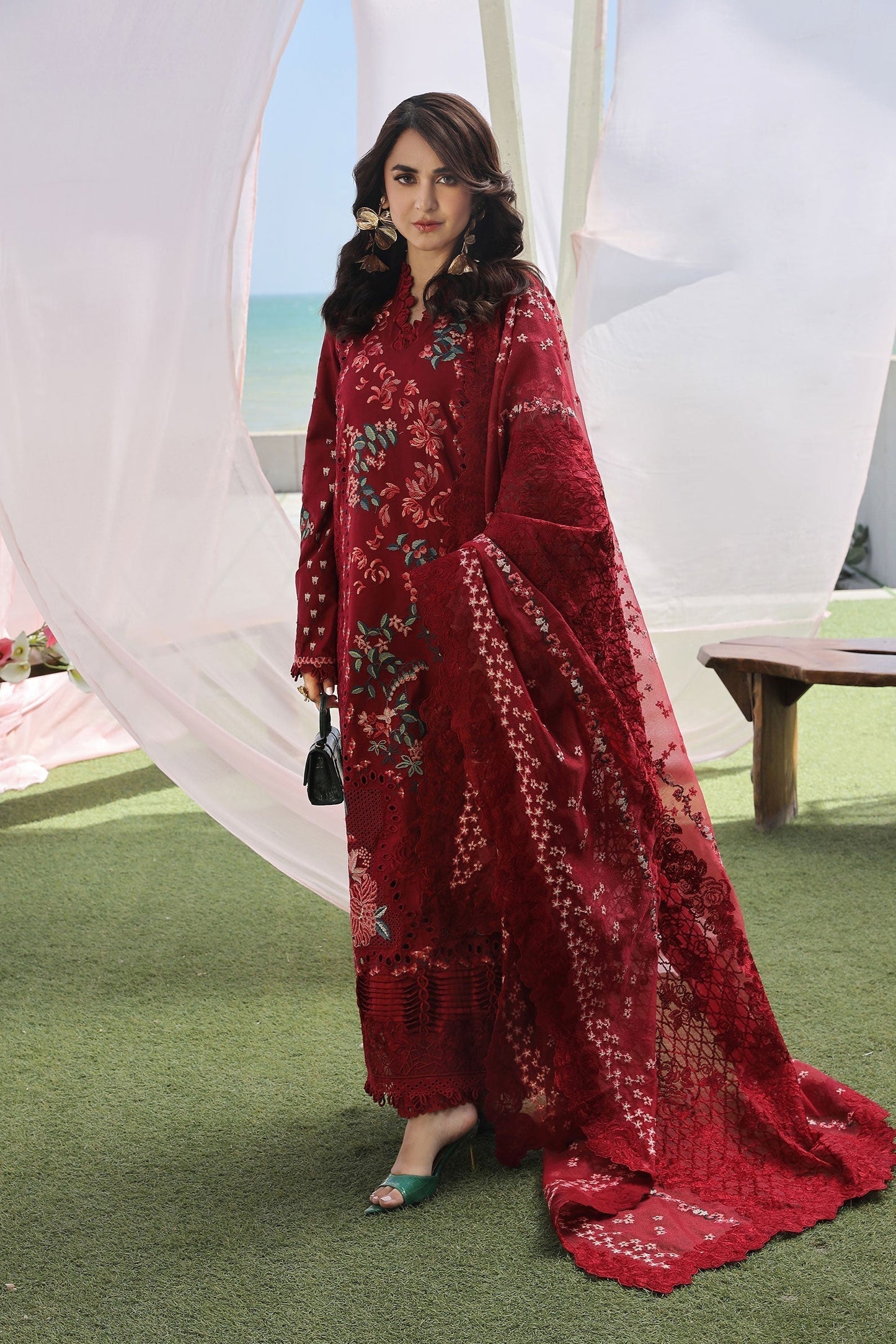 Maryam Hussain | Luxury Lawn 24 | CRIMSON - Waniyas