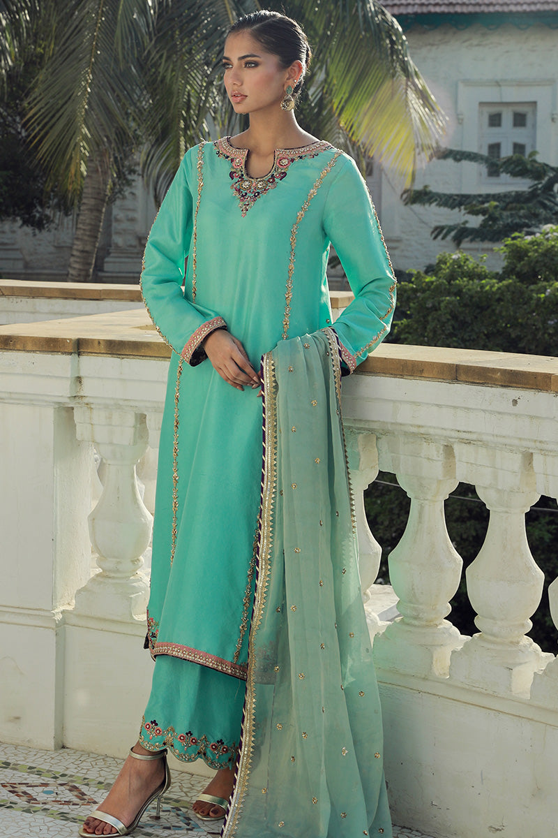 Sana Abbas | Velvet Formals | AQUAMARINE - Ladies Clothes - Maria Faisal