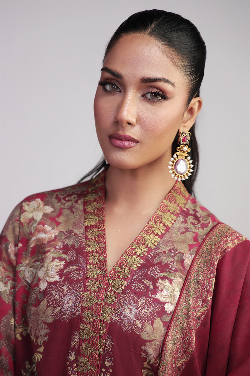 Shamaeel Ansari | Bagh e Bahar Lawn | Surkh Mahal - Luxury Dress - available at Maria Faisal in UK and USA.